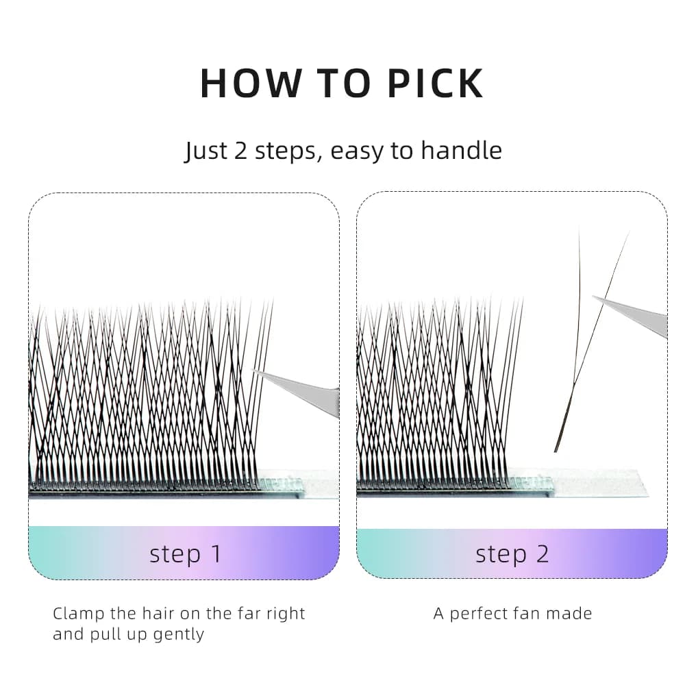 Extensii de gene țesute manual 2D Y Shape Single Tip