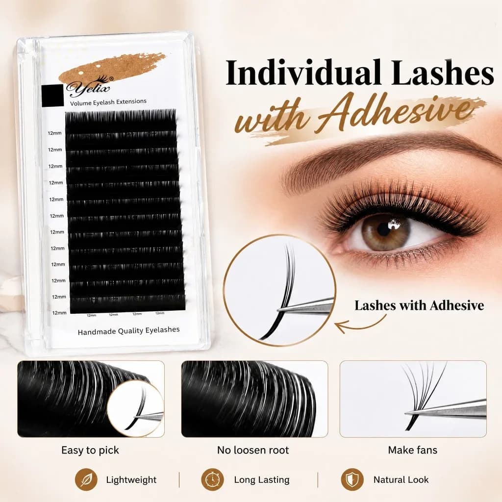 Extensii de gene clasice individuale premium, cu adeziv