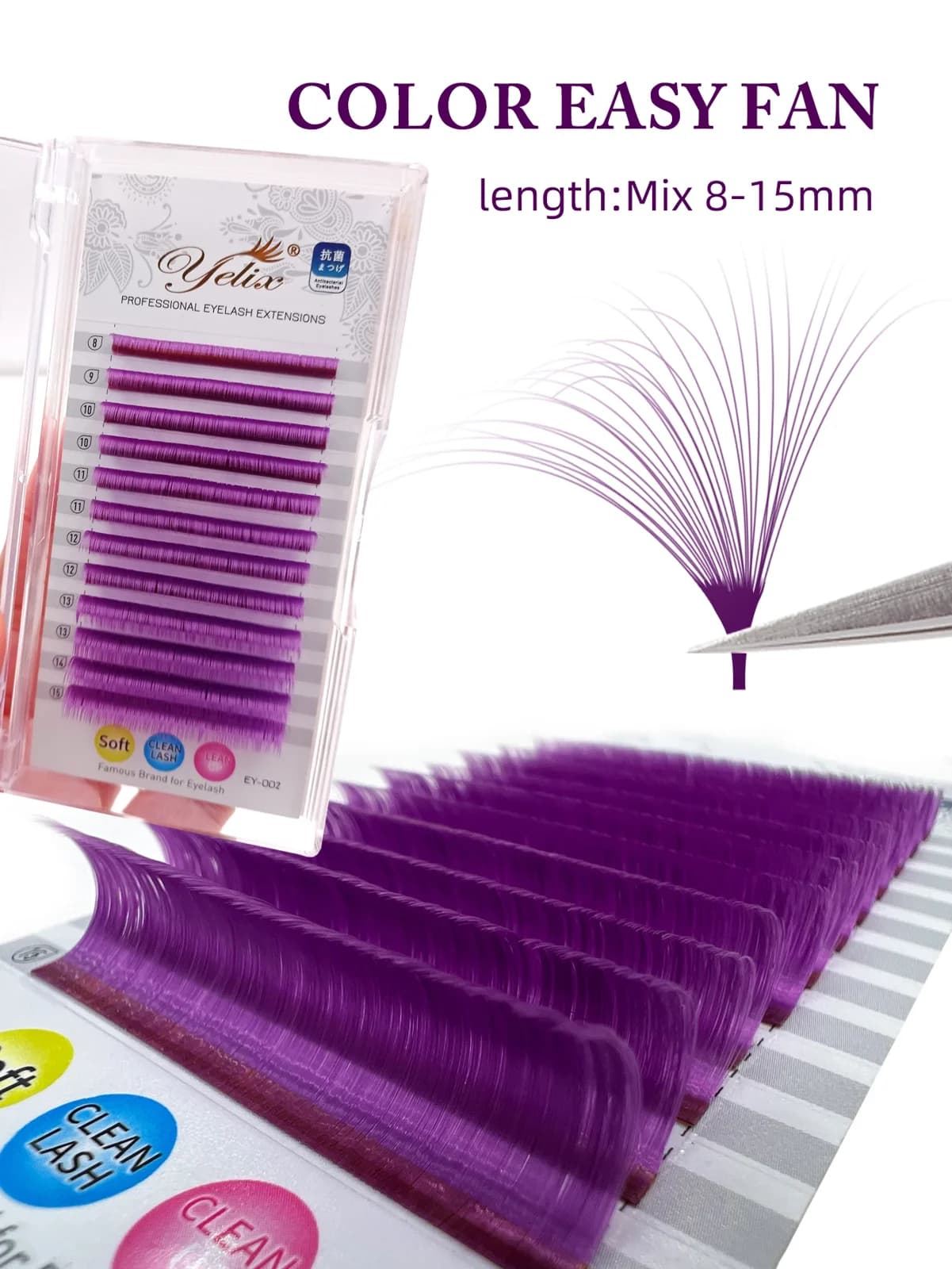 Extensii gene colorate Easy Fan - Roșu Verde Albastru Violet
