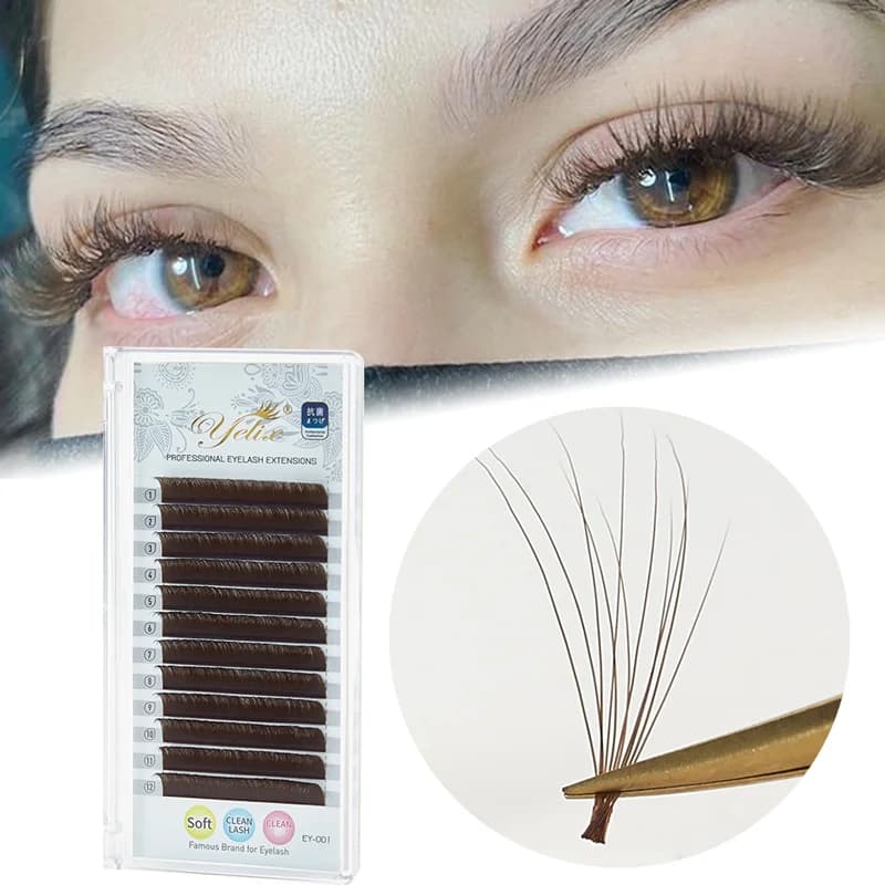 Gene False cu Ventilație Ușoară, Maro Închis, Curbură C/D, 8-15mm